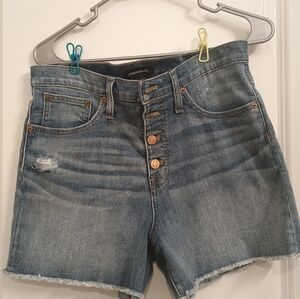 J. Crew high rise distressed cut off jeans shorts size 28 button fly
